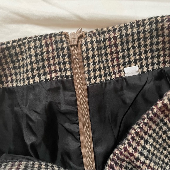 KOREAN plaid houndstooth beige brown H line high waisted skirt - Picture 2 of 4